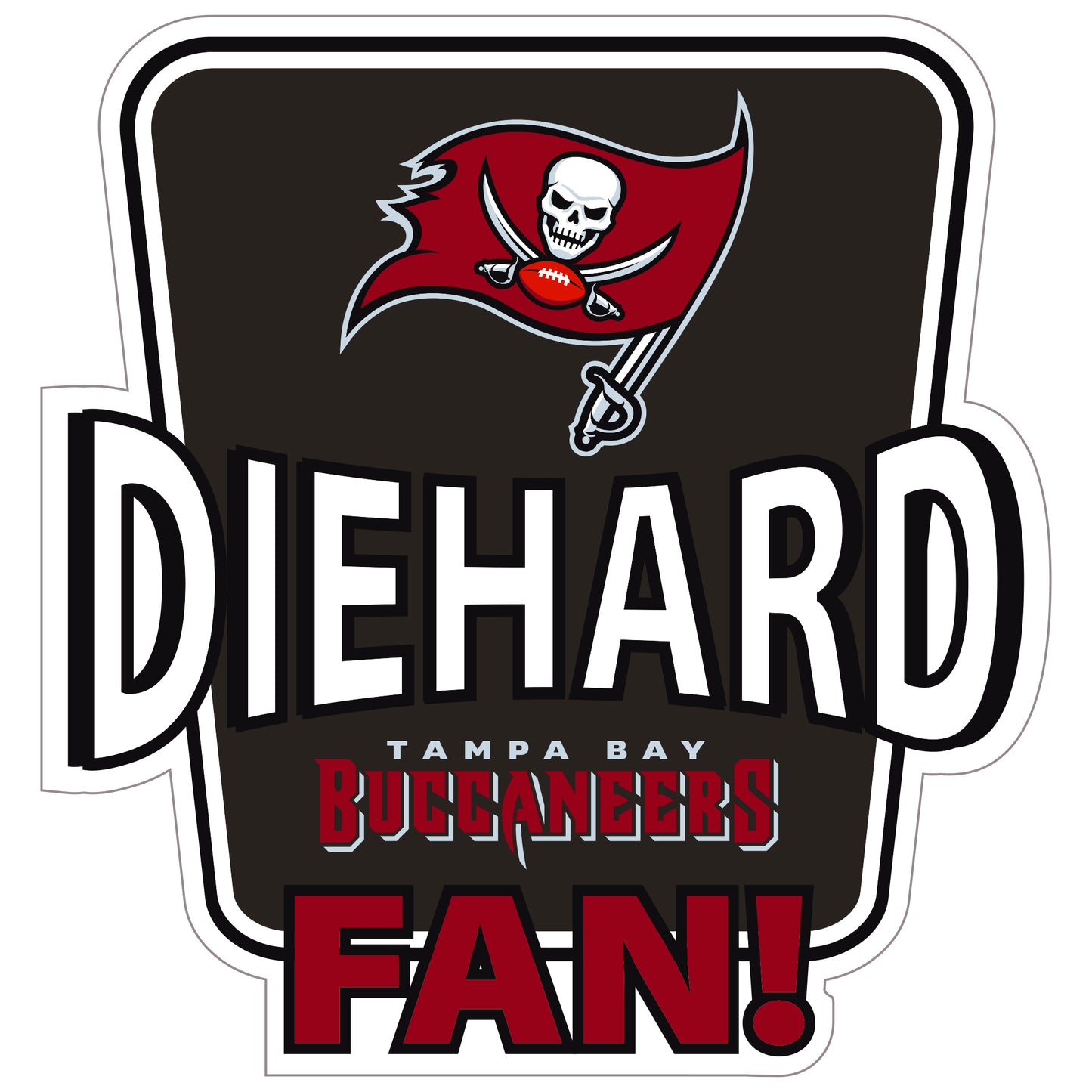 Tampa Bay Buccaneers Die-Hard Fan Vinyl Auto or Flat Surface Decal NFL