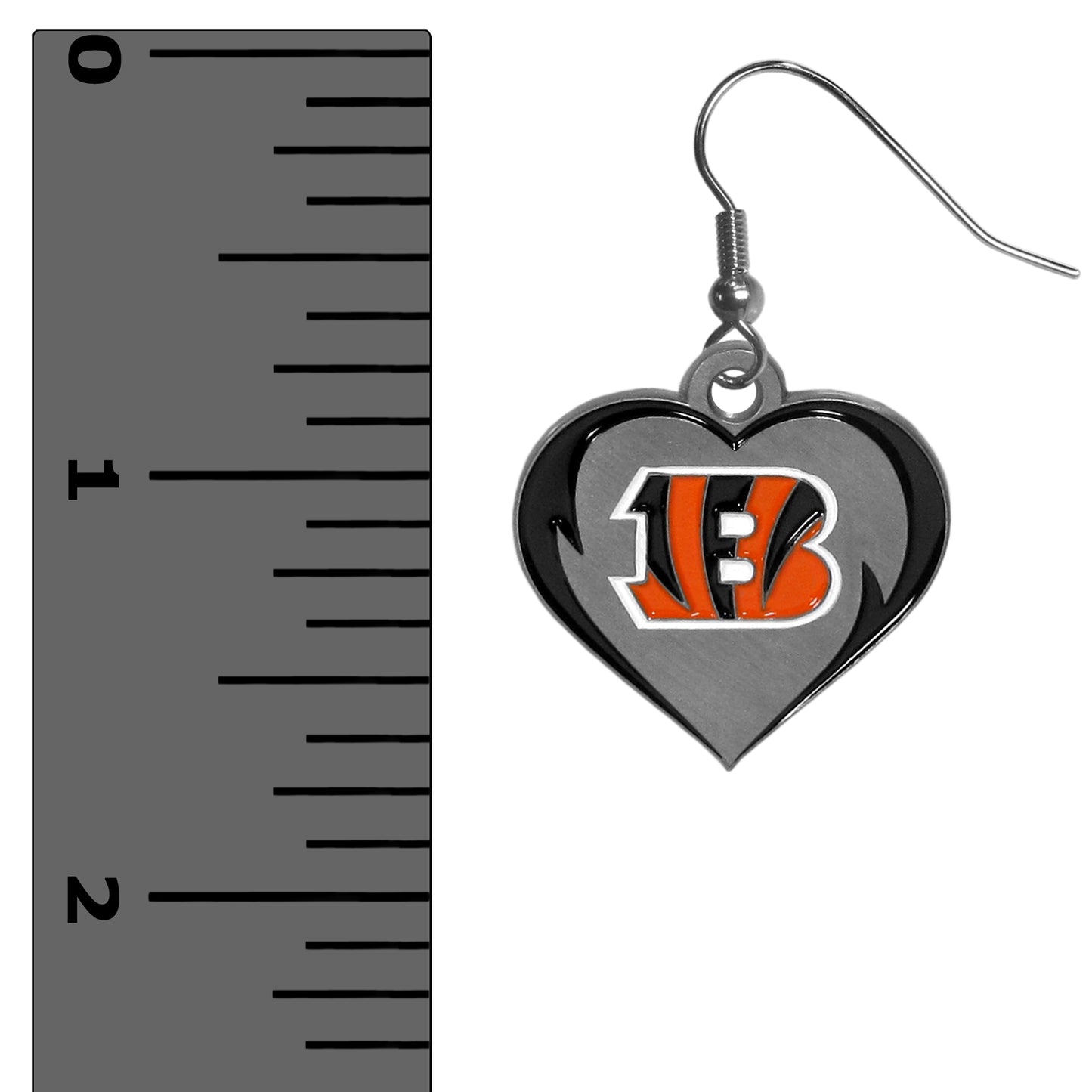 Cincinnati Bengals Heart Dangle Earrings NFL Football