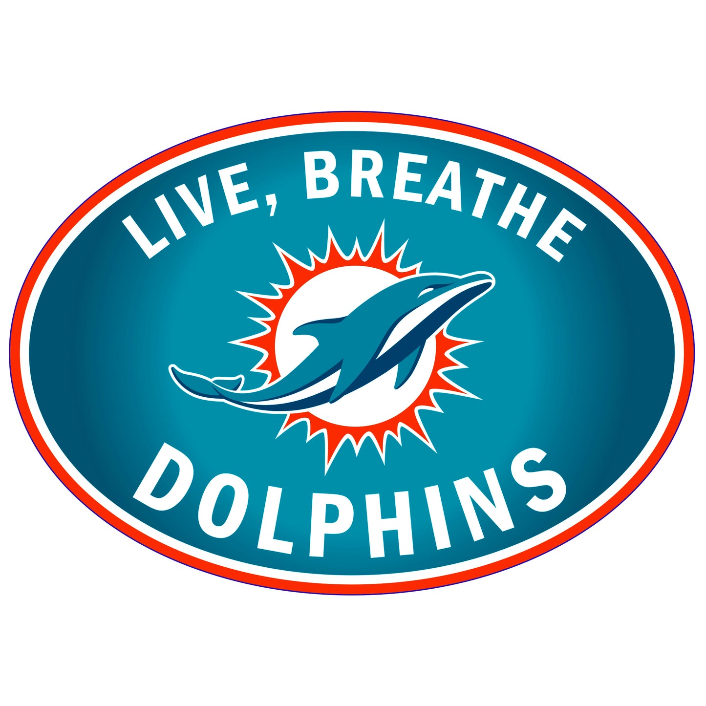 Miami Dolphins Live-Breath Vinyl Auto or Flat Surface Decal (NFL)