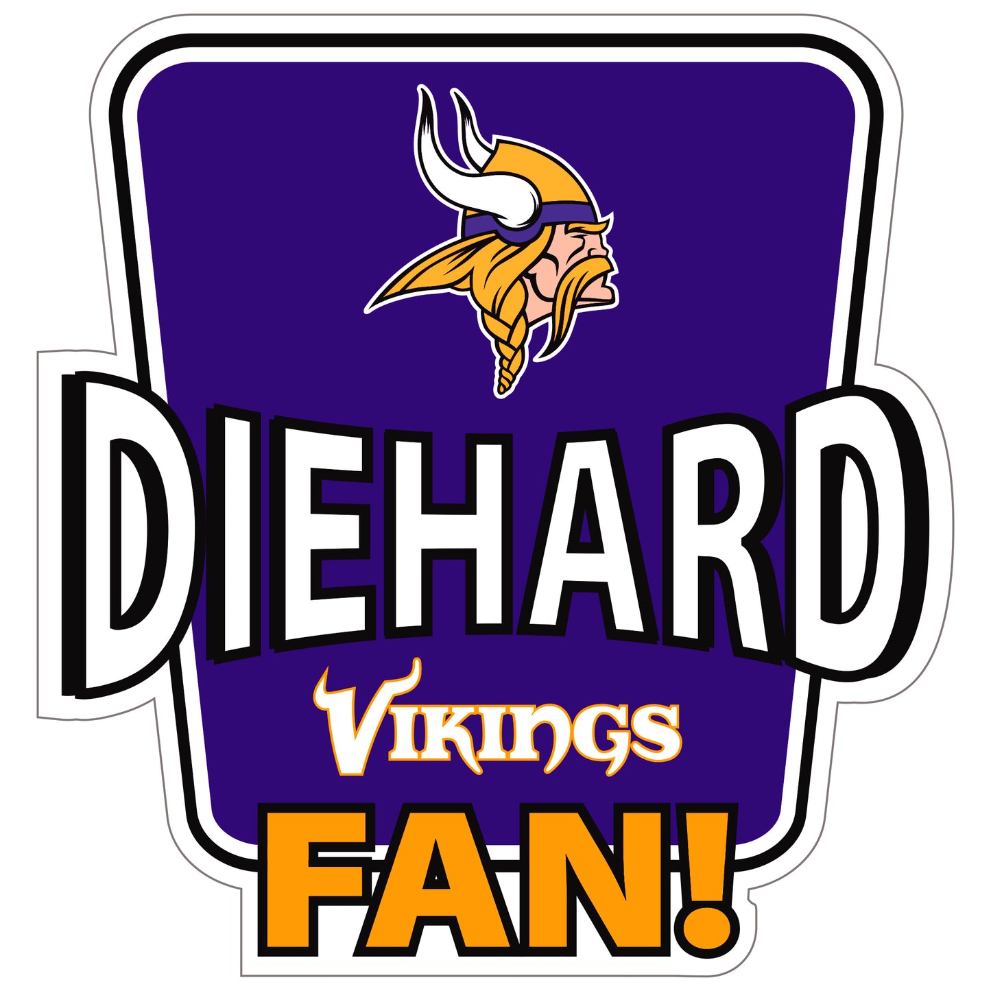 Minnesota Vikings Die-Hard Fan Vinyl Auto or Flat Surface Decal NFL