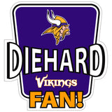 Minnesota Vikings Die-Hard Fan Vinyl Auto or Flat Surface Decal NFL