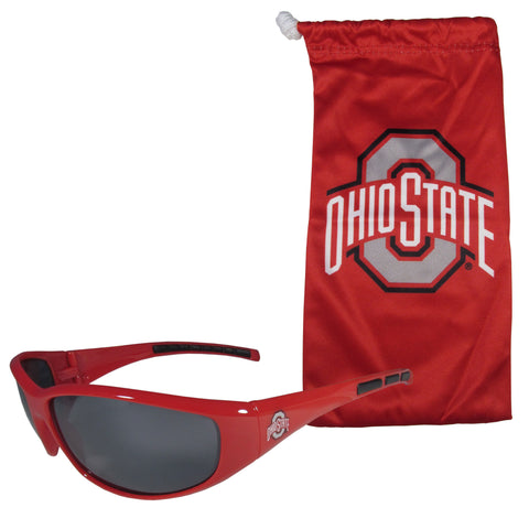 Ohio State Buckeyes Wrap Sunglasses with Microfiber Bag (NCAA)