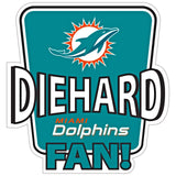 Miami Dolphins Die-Hard Fan Vinyl Auto or Flat Surface Decal NFL