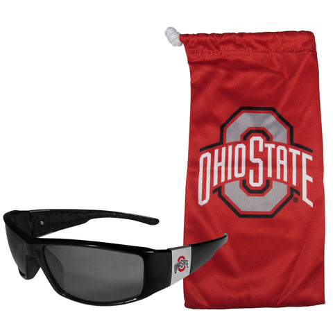 Ohio State Buckeyes Chrome Wrap Sunglasses with Microfiber Bag (NCAA)