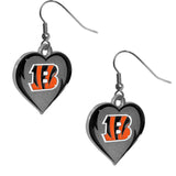 Cincinnati Bengals Heart Dangle Earrings NFL Football
