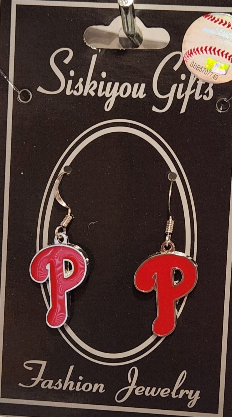 Philadelphia Phillies Dangle Earrings (Chrome) MLB Baseball