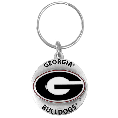 Georgia Bulldogs 3-D Metal Key Chain NCAA (Round)