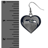 Seattle Seahawks Heart Dangle Earrings NFL Football