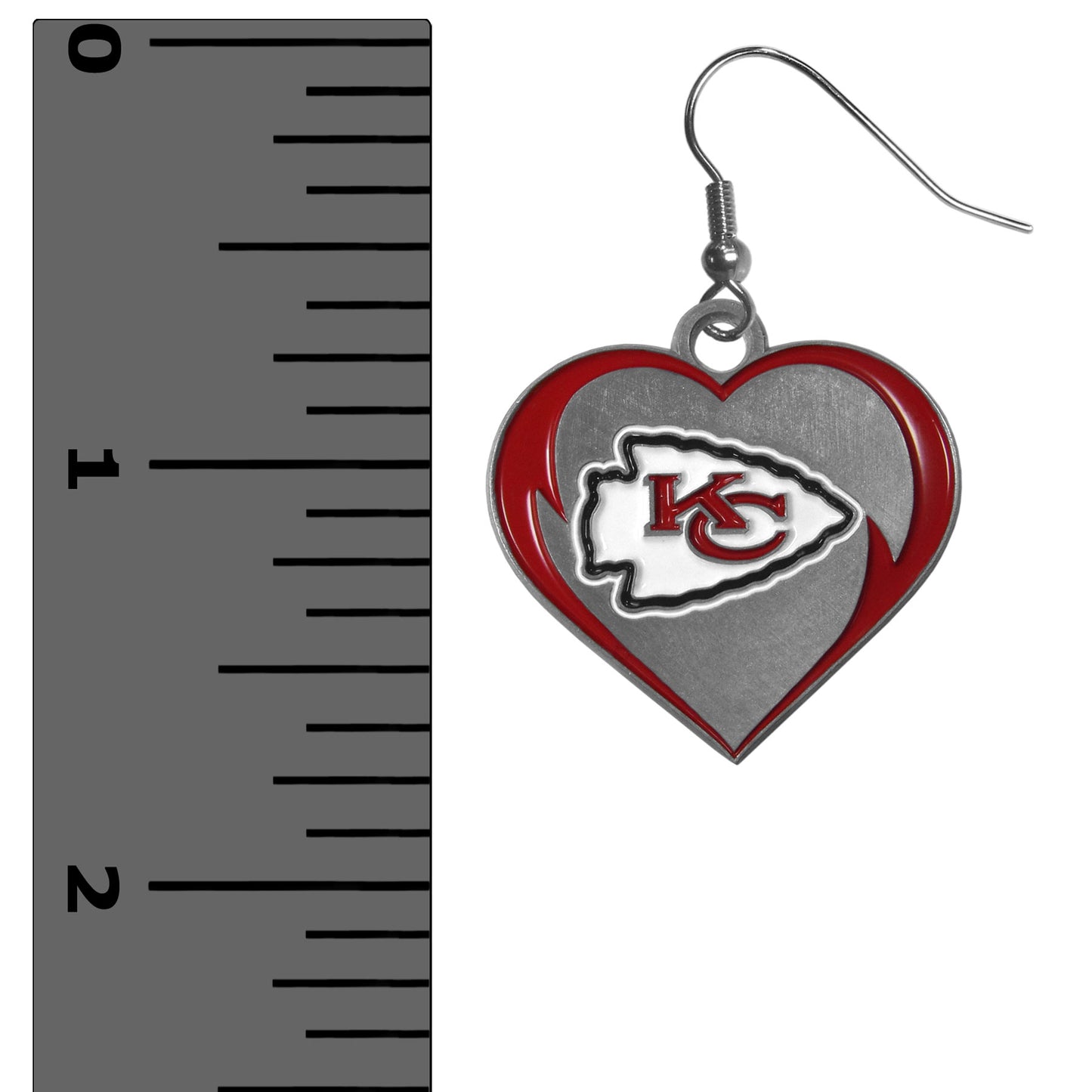 Kansas City Chiefs Heart Dangle Earrings NFL Football