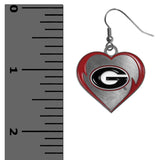 Georgia Bulldogs Heart Dangle Earrings NCAA