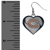 Chicago Bears Heart Dangle Earrings NFL Football