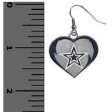 Dallas Cowboys Heart Dangle Earrings NFL Football