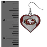 San Francisco 49ers Heart Dangle Earrings NFL Football