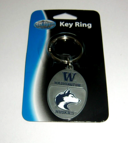 Washington Huskies 3-D Metal Key Chain NCAA Licensed (Oval)