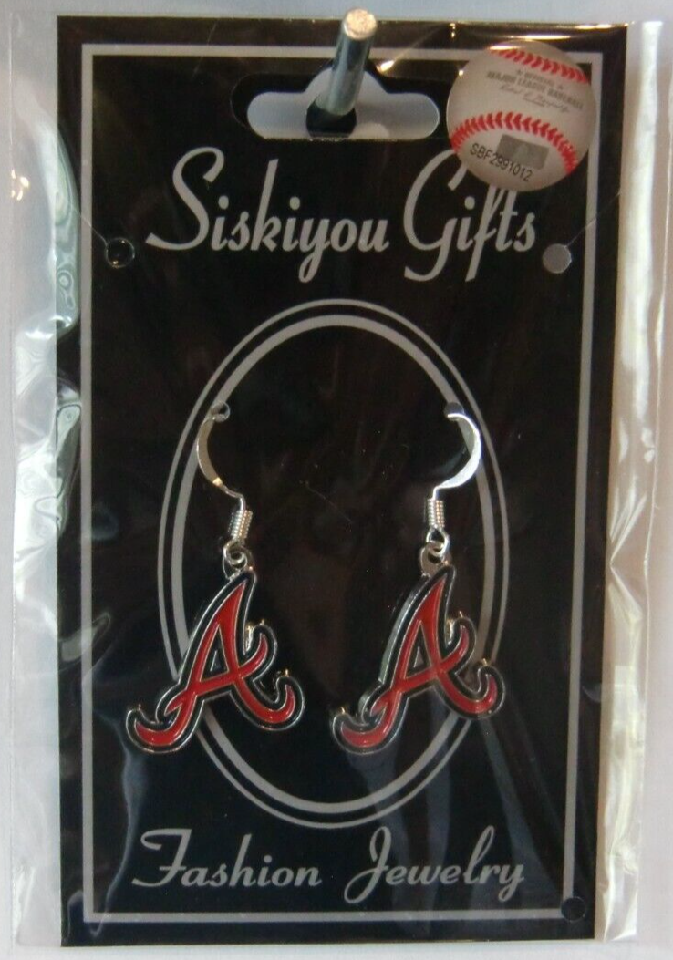 Atlanta Braves Dangle Earrings (Chrome) MLB Baseball