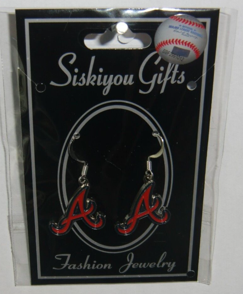 Atlanta Braves Dangle Earrings (Chrome) MLB Baseball