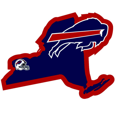 Buffalo Bills Home State Vinyl Auto Decal (NFL) New York Shape w/ Helmet