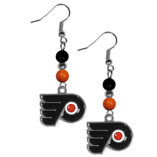 Philadelphia Flyers Dangle Earrings (Fan Bead) NHL Licensed Hockey Jewelry