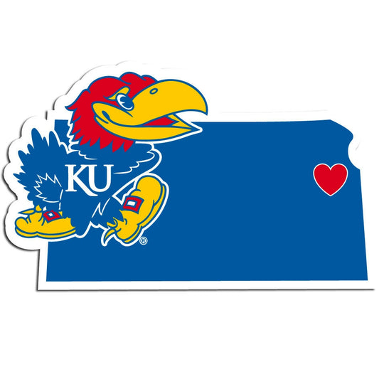 Kansas Jayhawks Home State Vinyl Auto Decal NCAA (Kansas Shape)