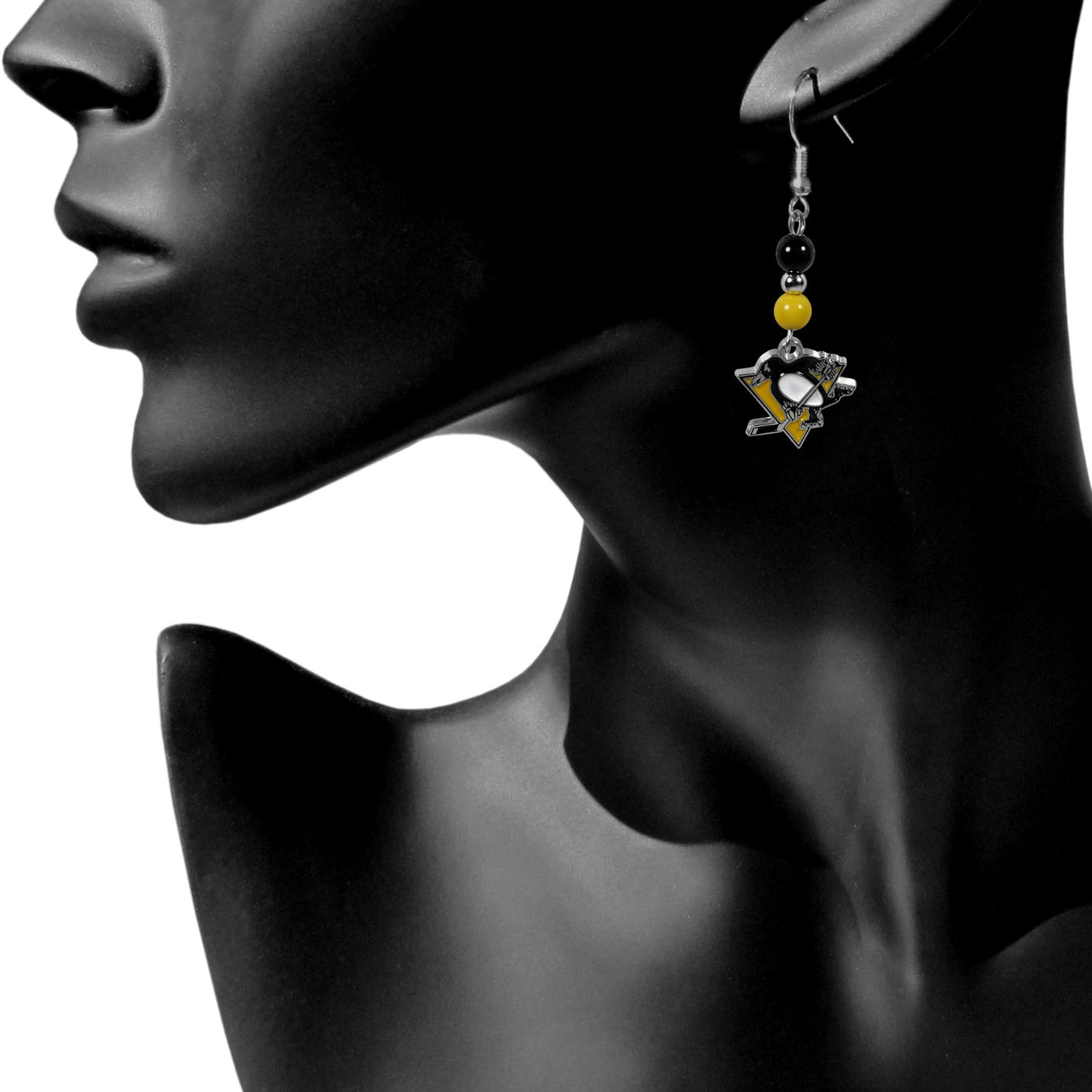 Pittsburgh Penguins Dangle Earrings (Fan Bead) NHL