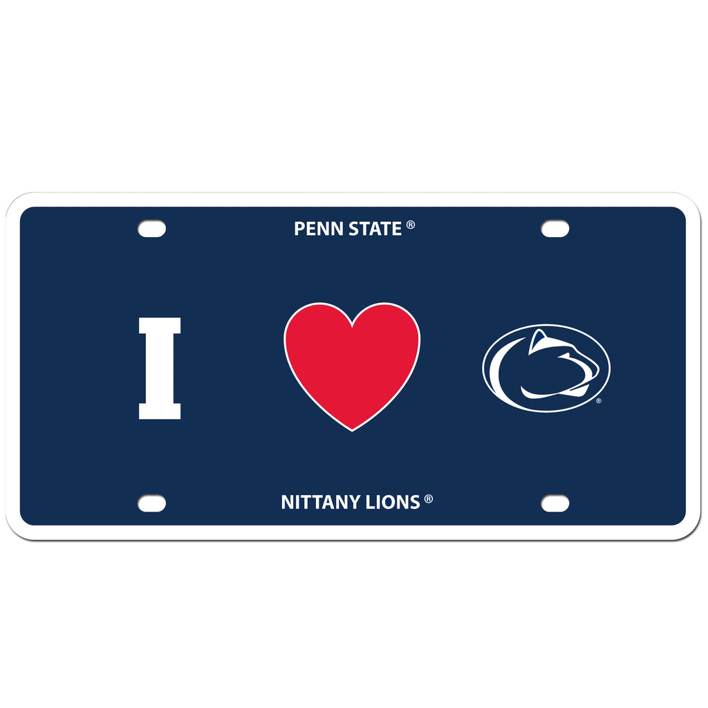 Penn State Nittany Lions Styrene License Plate I Love (Heart) Team Logo NCAA