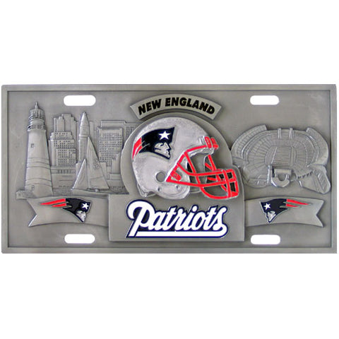New England Patriots Collector's License Plate Licensed NFL Football