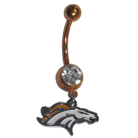 Denver Broncos Navel Belly Ring with Dangle Charm (Logo) NFL Jewelry