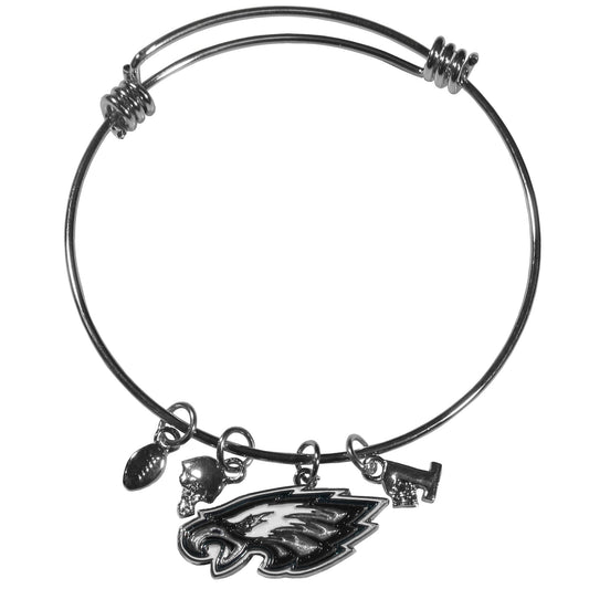 Philadelphia Eagles Wire Bangle Bracelet with Charms NFL Football