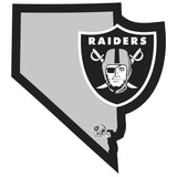 Las Vegas Raiders Home State Vinyl Auto Decal (NFL) Nevada Shape w/ Helmet