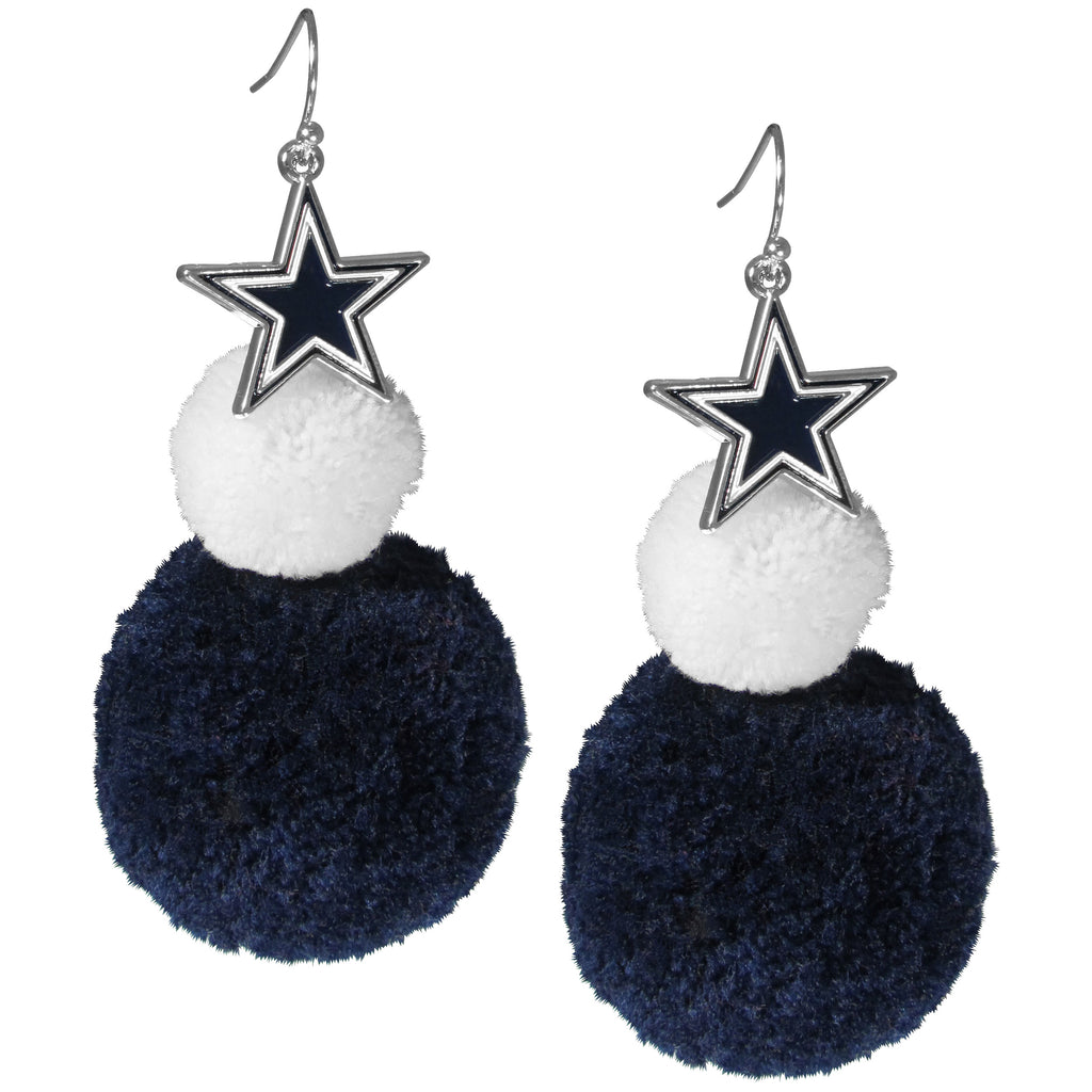 Dallas Cowboys Dangle Pom Pom Earrings (NFL Football)