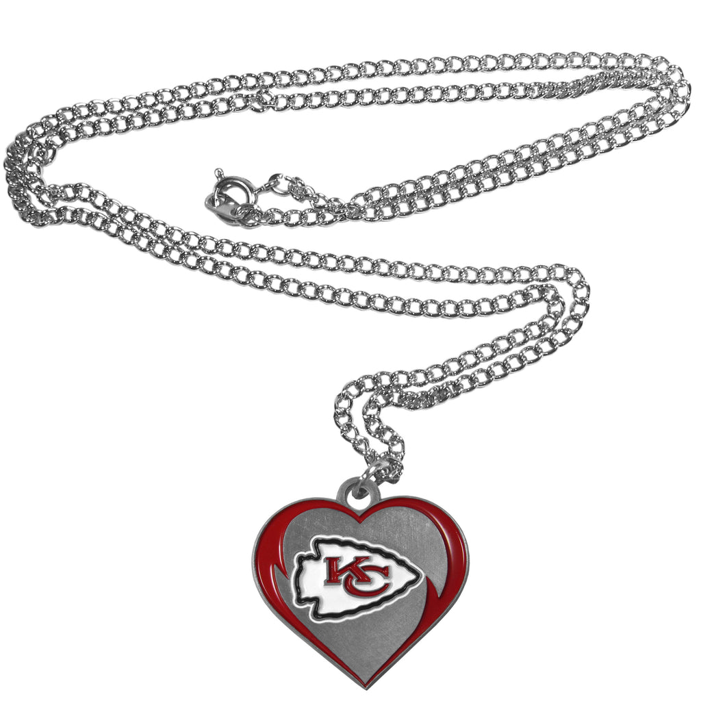 Kansas City Chiefs 22" Chain Necklace with Metal Heart Logo Charm (NFL)