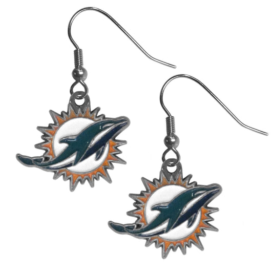 Miami Dolphins Dangle Earrings (Zinc) NFL Football
