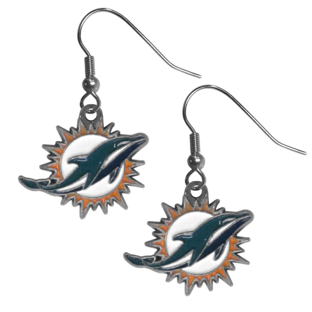 Miami Dolphins Dangle Earrings (Zinc) NFL Football