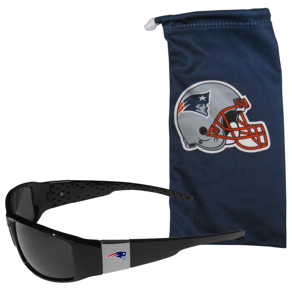 New England Patriots Chrome Wrap Sunglasses with Microfiber Bag (NFL)