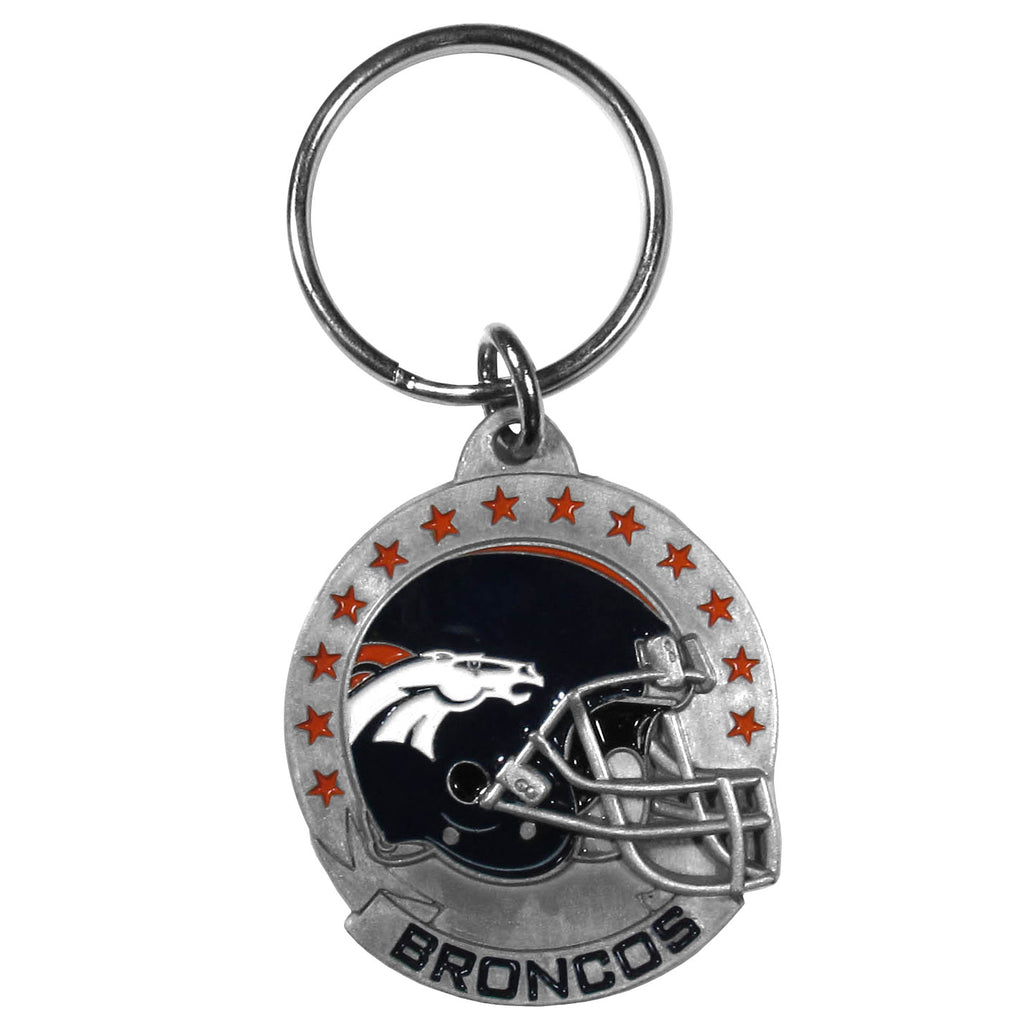 Denver Broncos 3-D Helmet Metal Key Chain NFL Football (Round)