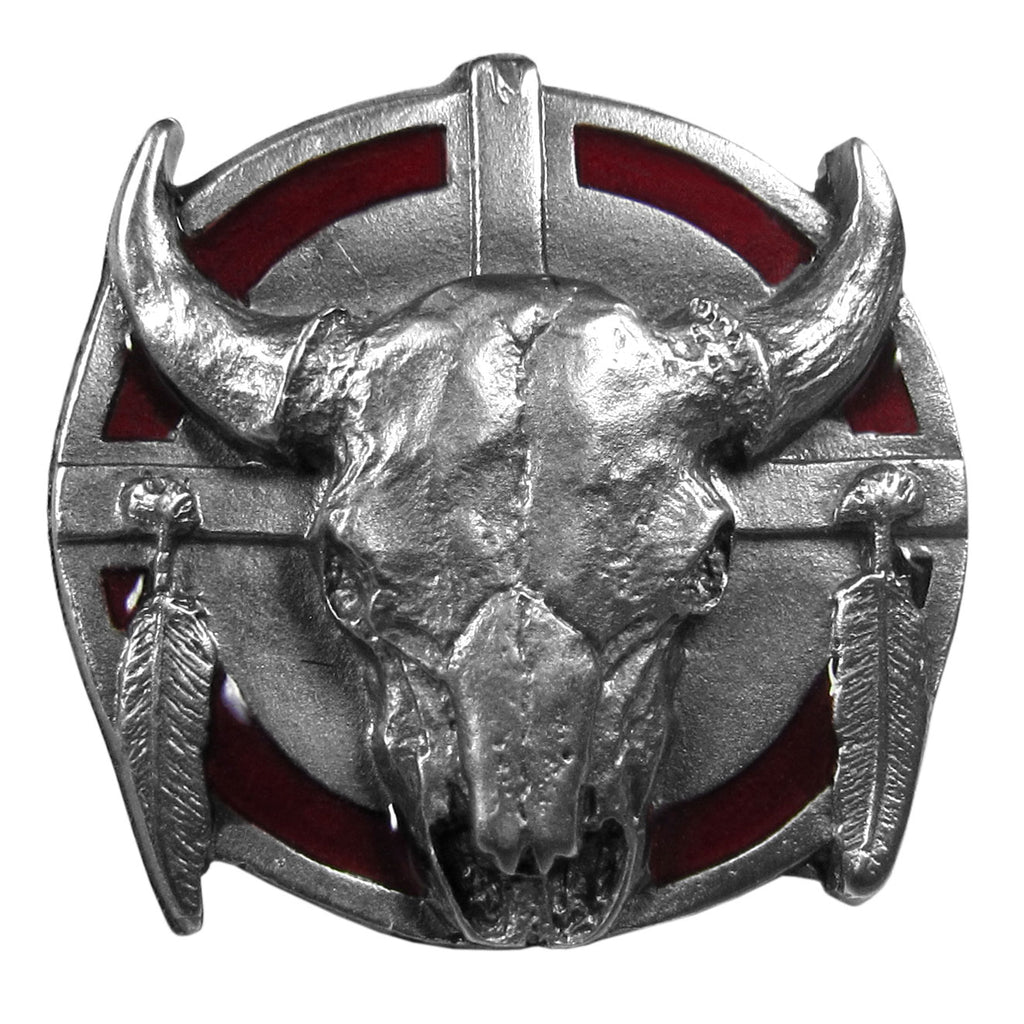 Buffalo Skull with Feathers Collector's Lapel Pin