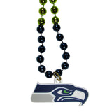 Seattle Seahawks Mardi Gras Beads Necklace with Team Logo - NFL Football