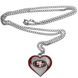 San Francisco 49ers 22" Chain Necklace with Metal Heart Logo Charm (NFL)