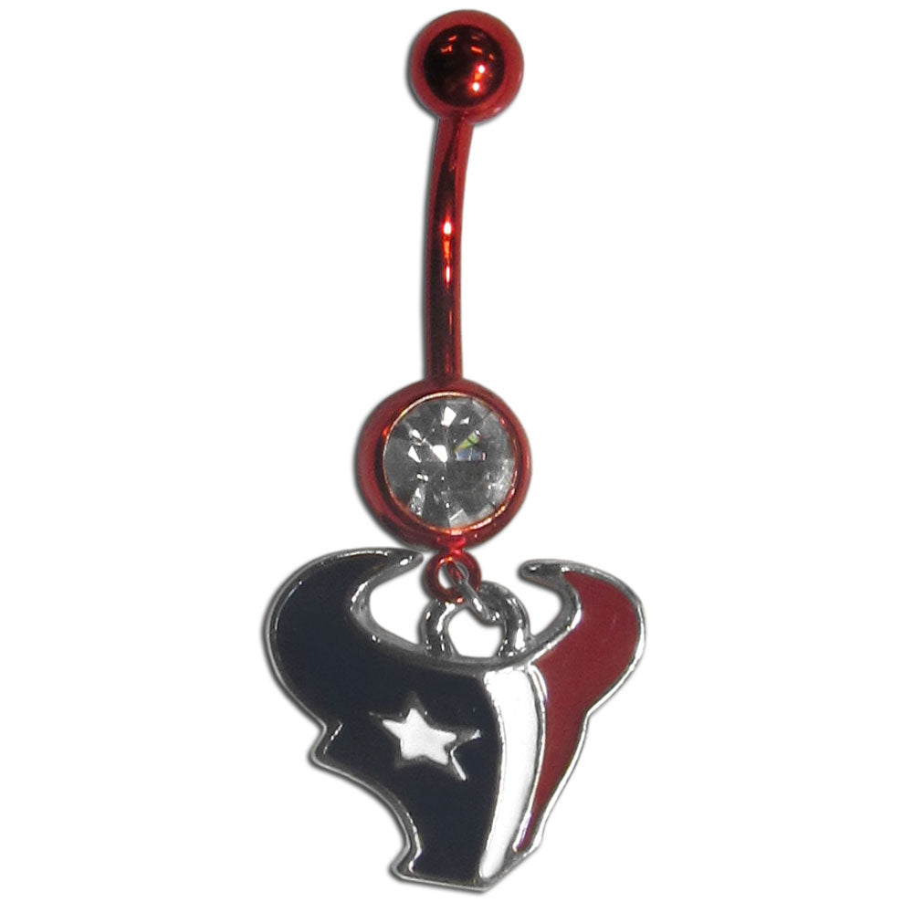 Houston Texans Navel Belly Ring with Dangle Charm (Logo) NFL Jewelry