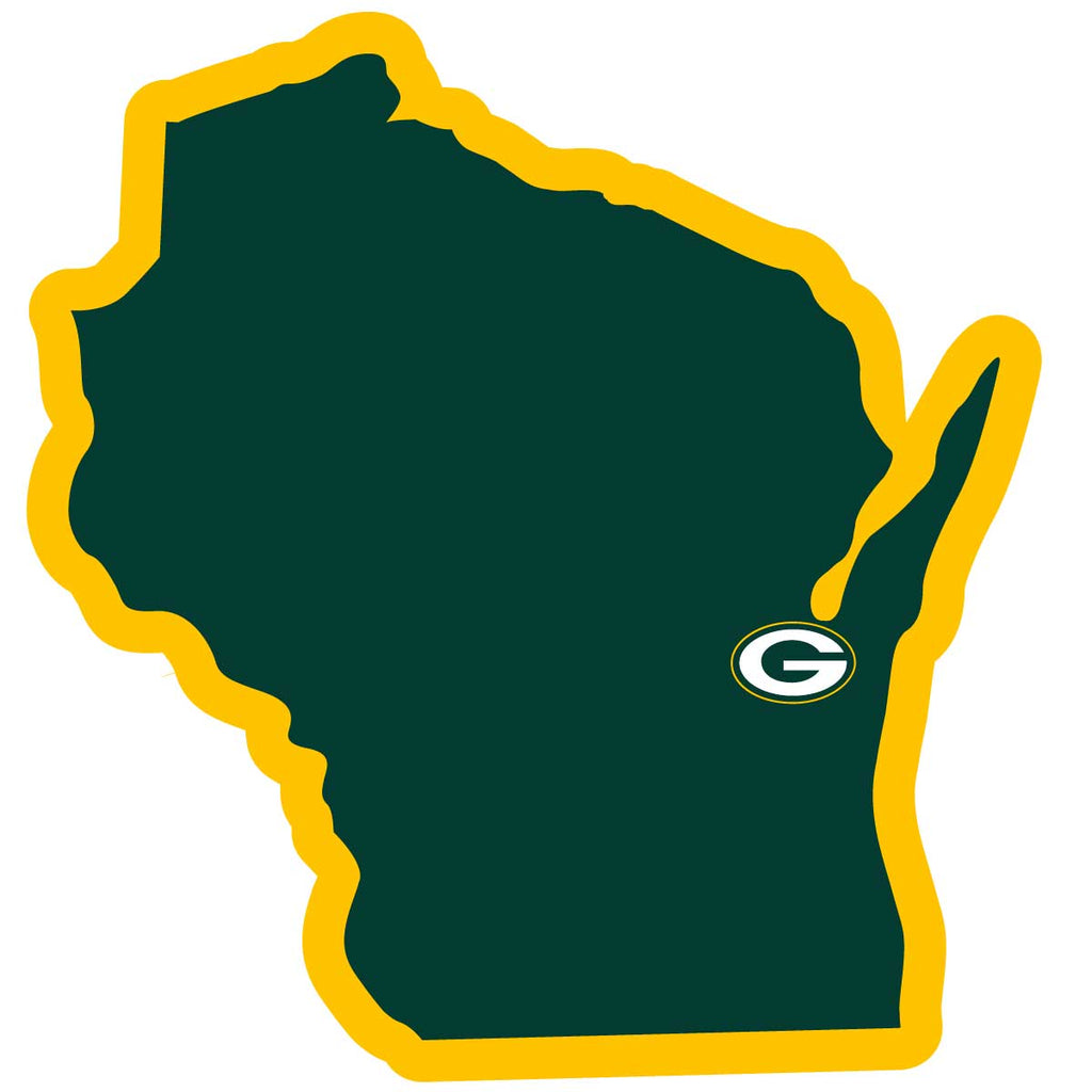 Green Bay Packers Home State Vinyl Auto Decal (NFL) Wisconsin Shape w/ Logo