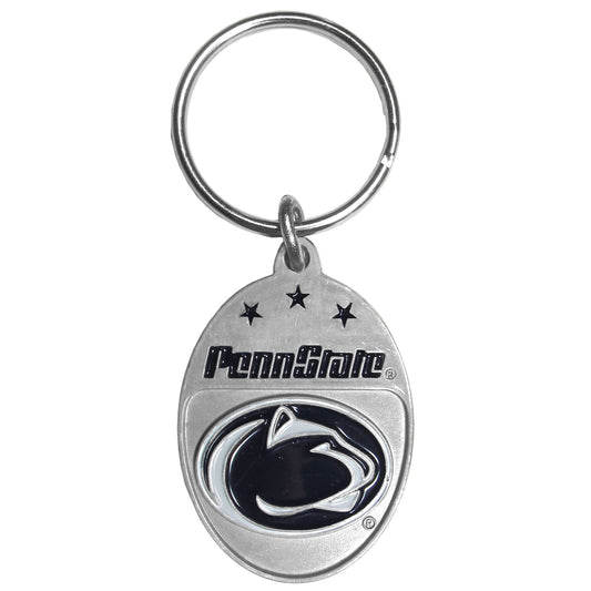 Penn State Nittany Lions 3-D Metal Key Chain NCAA Licensed (Oval)