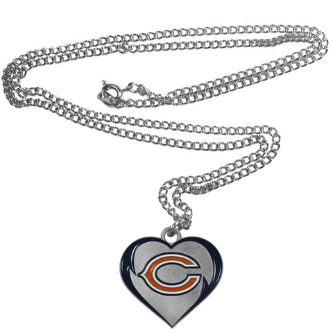 Chicago Bears 22" Chain Necklace with Metal Heart Logo Charm (NFL)