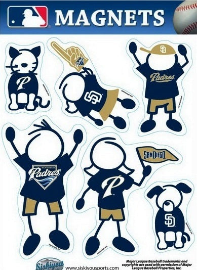 San Diego Padres Family Magnets (set of 6) MLB Baseball