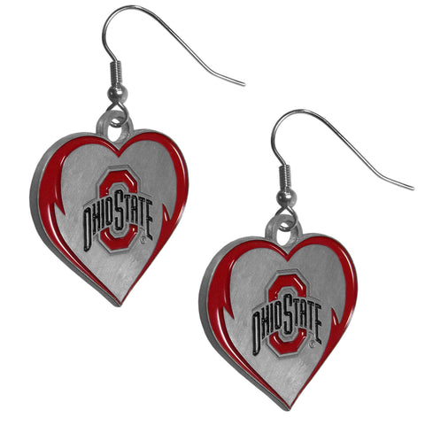 Ohio State Buckeyes Heart Dangle Earrings NCAA