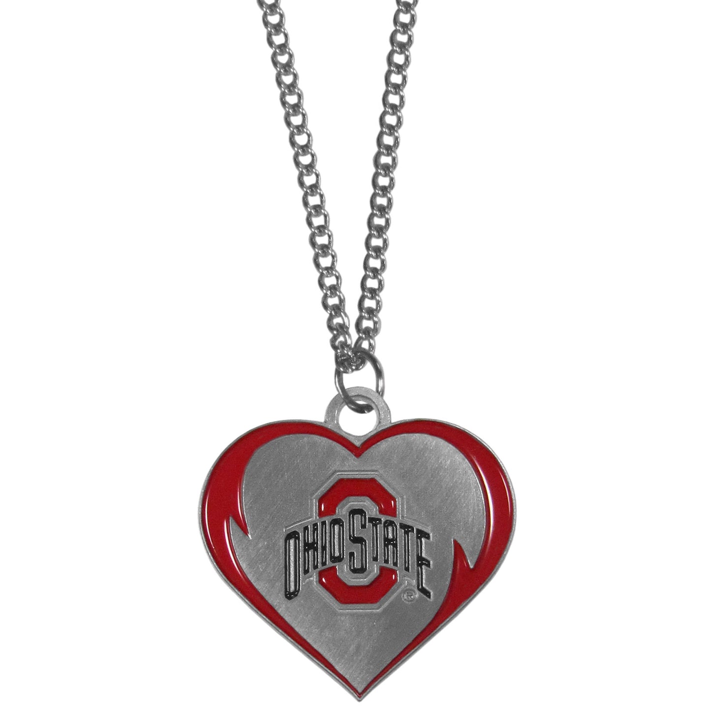 Ohio State Buckeyes 22" Chain Necklace with Metal Heart Logo Charm (NCAA)