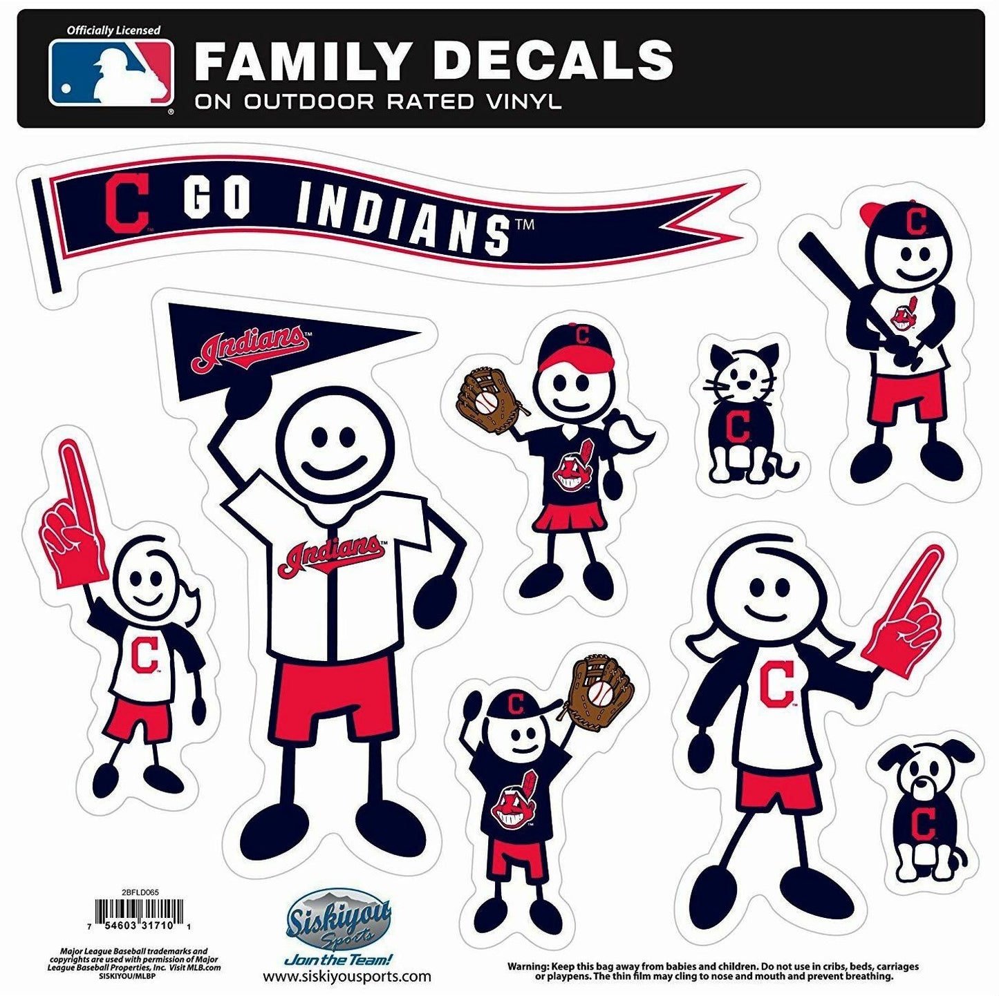 Cleveland Indians Outdoor Rated Vinyl Family Decals MLB Baseball
