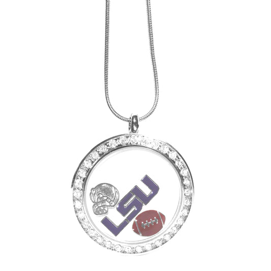 LSU Tigers Snake Chain Necklace with Locket & Charms (NCAA)