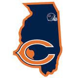 Chicago Bears Home State Vinyl Auto Decal (NFL) Illinois Shape w/ Helmet