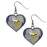 Minnesota Vikings Heart Dangle Earrings NFL Football
