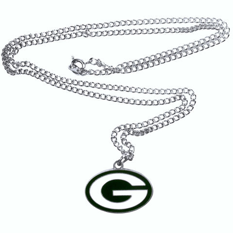 Green Bay Packers 22" Chain Necklace with Metal Team Logo Charm NFL Football